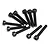 A set of ten black metal cap head screws arranged in a fan pattern against a white background.