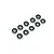 A set of ten small metal ball bearings with black rubber seals arranged in a grid on a white background.