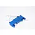 A blue anodized aluminium rear skid plate for an RC car, shown from an elevated angle against a white background.