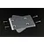 GPM Racing silver aluminium rear gear box skid plate with four mounting screws on a carbon fiber background.