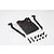 GPM Racing black aluminium rear skid plate set with mounting arms and screws on a white background.