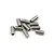 A small pile of ten silver-coloured metal grub screws with hexagonal drive sockets on a plain white background.