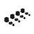 ARRMA shock cartridge set including four threaded shock caps, four internal spacers, and four small bushings arranged on a white background.