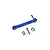 A blue anodized aluminium steering tie rod for Losi RC cars, shown with a screw, spacer, and washer on a white background.
