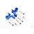 GPM blue aluminium rear rocker arms for Traxxas E-Revo with included mounting hardware, screws, nuts, and plastic washers on a white background.