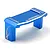 A blue anodized aluminium servo mount for RC cars by Yeah Racing, featuring white branding and caution text on a white background.
