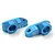 Two blue anodized aluminium suspension mounts for Tamiya XV-01, featuring laser-etched Yeah Racing logo and 1XJ marking.