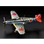 A high-angle studio shot of a finished 1/48 scale Tamiya Kawasaki Ki-61 Hien model aircraft with a silver-plated finish and camouflage markings.
