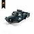 A glossy blue Hobby Plus Harvest RC crawler body shell with black fenders and roof-mounted LED lights on a white background.