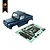 A dark blue 1/24 scale RC crawler body shell by Hobby Plus, shown with an included decal sheet on a white background.