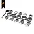 A set of grey 1.0 inch beadlock rim components for an RC crawler, including wheel faces, inner rings, hex adapters, and small mounting screws.