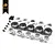 A set of Hobby Plus 1.0 inch chrome beadlock rim components including wheels, rings, and screws on a white background.