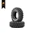 Two black rubber RC crawler tyres stacked on a white background with the Hobby Plus logo in the top left corner.