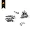 A set of Hobby Plus RC spare parts including several silver metal shock pivot balls with threaded studs and four small metal pins.