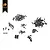 A collection of various black metal RC screws and small hardware components for the Hobby Plus CR-18, arranged on a white background.