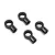 Four black plastic rod ends for RC vehicles arranged on a white background.