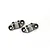 Two gunmetal grey aluminium front upper pivot mounts for a 1/10 scale RC car, marked with L and R for left and right orientation.