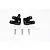Two black aluminium steering hub carriers marked R and L with three silver metal screws on a white background.