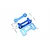 GPM Racing blue anodized aluminium rear wing mount set with included screws on a white background.
