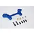 GPM Racing blue anodized aluminium front shock tower with included mounting hardware, screws, and spacers on a white background.