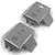 Two stainless steel differential protectors for an RC crawler, featuring a bent plate design with three circular cutouts on each.