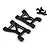 Two black aluminium front lower suspension arms for Tamiya XV-01 by Yeah Racing, with included mounting hardware on a white background.