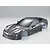 A silver-grey painted 1/10 scale RC car body shell modeled after a Corvette GT2, shown from a high-angle front three-quarter view.