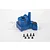 A blue anodized aluminium RC gearbox case with black screws on a white background.