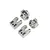 Four grey aluminium bulkhead and track rod mount parts for Losi Baja Rey RC car on a white background.