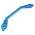 A blue anodized aluminium bumper support brace for Tamiya XV-01 RC cars, featuring a machined design with mounting holes.