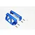 Two blue anodized aluminium GPM Racing servo protectors with four included mounting screws on a white background.