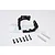 GPM Racing black aluminium rear link parts for RC cars, including two main brackets, six screws, and two metal pins.