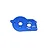 A blue anodized aluminium RC motor mount plate with various mounting holes and a GPM logo, isolated on a white background.