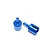 Two blue anodized aluminium differential outdrive cups for RC vehicles, shown against a plain white background.
