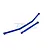 A pair of blue anodized aluminium steering linkage rods for an RC car, featuring metal ball ends on a white background.