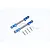 Two blue GPM Racing adjustable aluminium steering linkages with silver metal rods and four mounting screws on a white background.