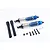 A pair of GPM Racing blue aluminium 90mm adjustable RC shock absorbers with included mounting hardware and black rubber dust covers.