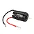 A black Surpass Hobby 550 size brushed RC motor with red and black wires and bullet connectors against a white background.