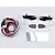 Killerbody 1/10 scale RC wing mirror set with LED lights, including mirror housings, lenses, wiring, and reflective stickers.