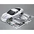 Killerbody 1/10 scale silver Corvette GT2 RC car body shell with included decal sheet, instruction manual, and plastic accessory parts in bags.