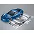 A metallic blue 1/10 scale Corvette GT2 RC car body shell with included decal sheet and instruction manual on a grey background.
