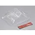 A clear plastic light lens cover for a 1/10 scale RC monster truck, accompanied by a small strip of 3M double-sided adhesive tape.