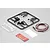 Killerbody 1/10 scale truck wing mirror kit including black plastic parts tree, clear lens tree, LED light wires, and adhesive mounting pads.