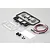 Killerbody 1/10 scale truck wing mirror set with LED lights, including plastic parts on sprues, wiring, screws, and adhesive pads.