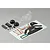 Killerbody 1/10 scale navigator set including a clear plastic seat, black plastic interior components, and a decal sheet on a grey background.