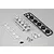A set of unassembled RC truck roof light parts including chrome reflectors, black light covers, clear lenses, and small screws on a grey background.