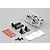 Killerbody 1/10 scale chrome dual exhaust pipe set with mounting brackets, screws, 3M adhesive tape, and heat shield material.