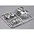 A chrome-plated plastic sprue containing light bucket parts for a 1/10 scale RC car model.