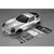 Killerbody 1/10 scale Alfa Romeo TZ3 Corsa silver painted RC car body shell with included plastic accessories, clips, and adhesive tape on a grey background.