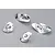 Four chrome-finished plastic light bucket components for a 1/10 scale RC car body, arranged on a grey background.